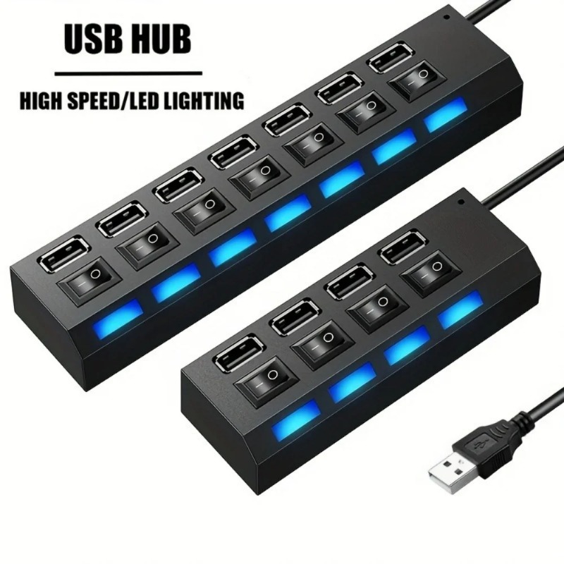 Laptop Accessories Productivity - USB 2.0 ハブ 4/7 ポートスプリッタ電源アダプタ ON/OFF