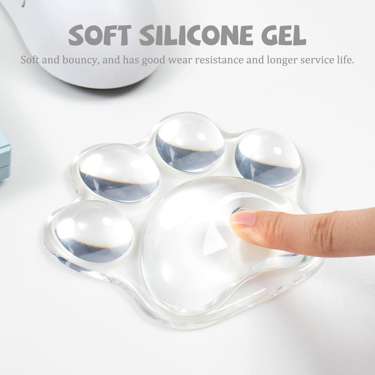 Wrist Rest Gel - かわいいゲーミングマウスパッドリストレスト透明猫マット足足手首サポートマウスマット快適なソフト枕デスクアクセサリー