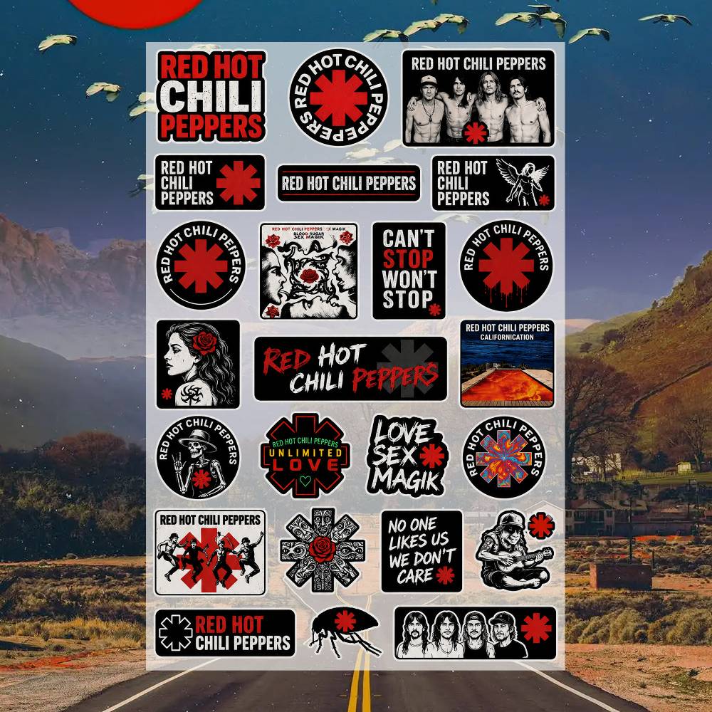Laptop Accessories Wallpaper - レッドホットチリペッパーズモトステッカー車体バンパー窓オートバイラップトップ壁ビニールデカールカートゥーニングアクセサリー