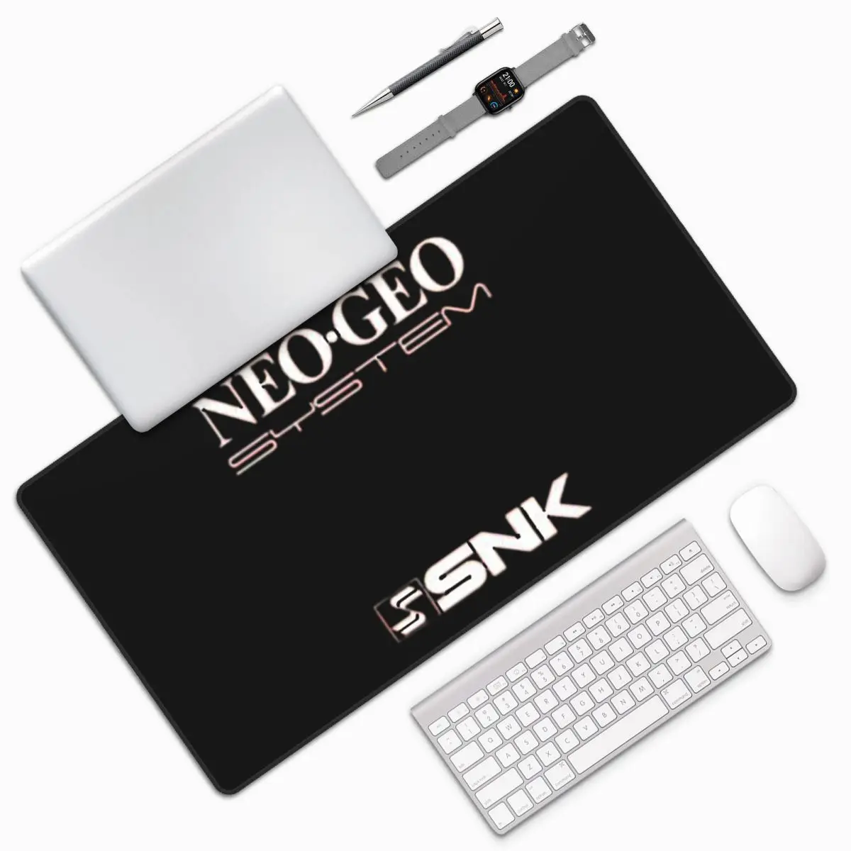 Laptop Accessories Logo - ネオジオロゴネオジオアーケード大型マウスパッドコンピューターキーボードマウスマットゲーマーPCラップトップデスクマットオフィスアクセサリーテーブルマット