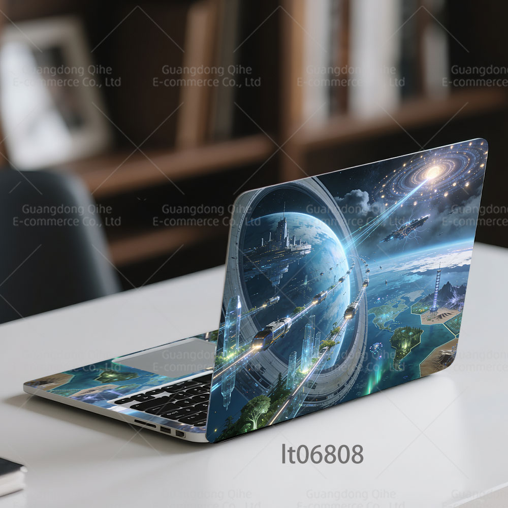 Laptop Accessories Msi - 2 個の未来的な都市風ラップトップデカール、11-17 インチのノートブックコンピュータ用フルカバーラップトップスキンステッカー